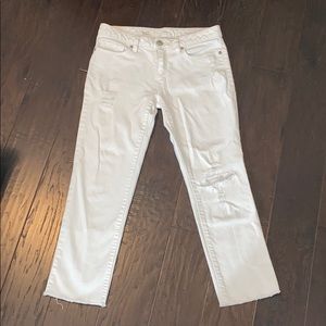 LC Lauren Conrad White Distressed Capris
